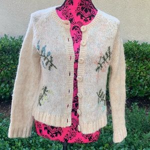 Free People Large Embroidered Button Up Sweater